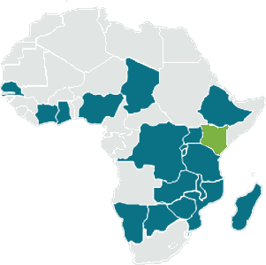 Map of Africa showing Neotrends' Nairobi office and the markets covered by its field teams